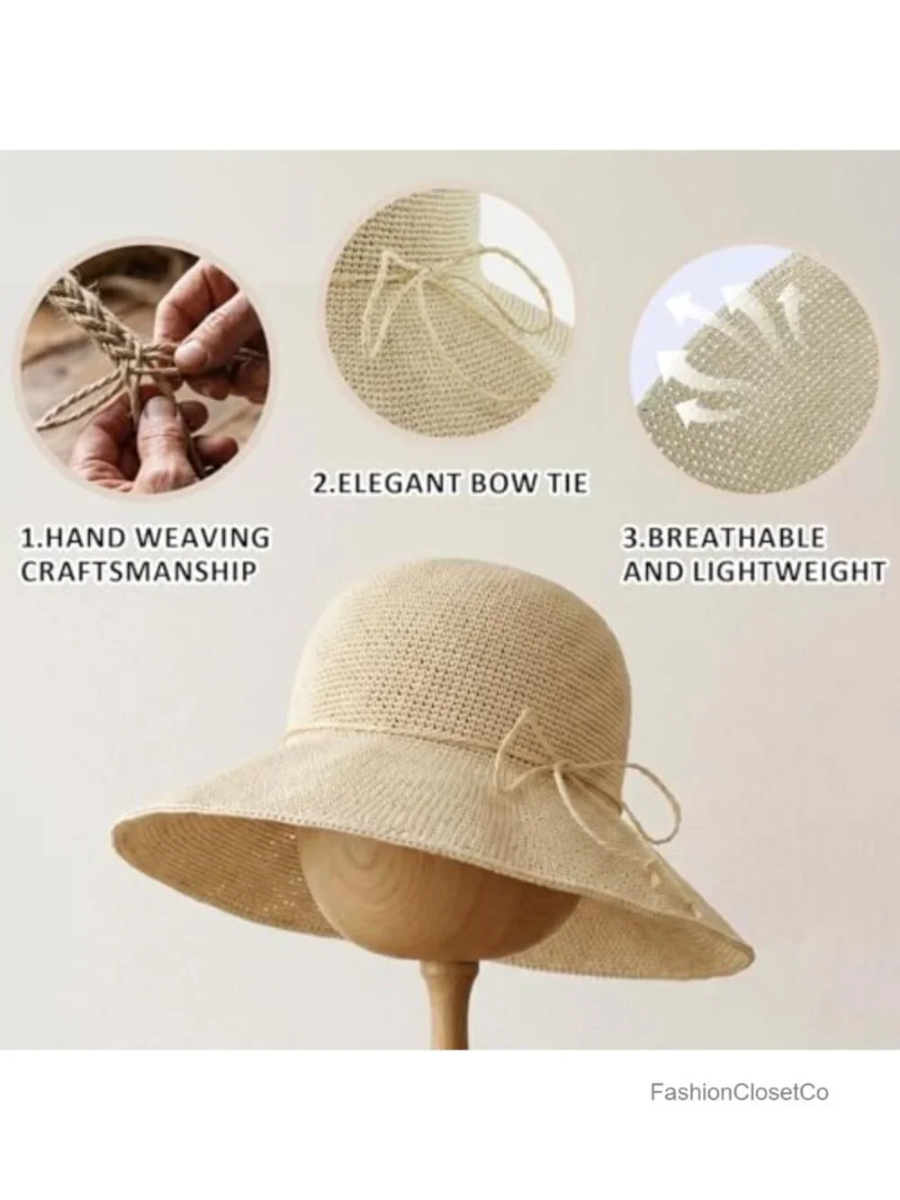 Handwoven Foldable Sun Hat with Adjustable Chin Strap